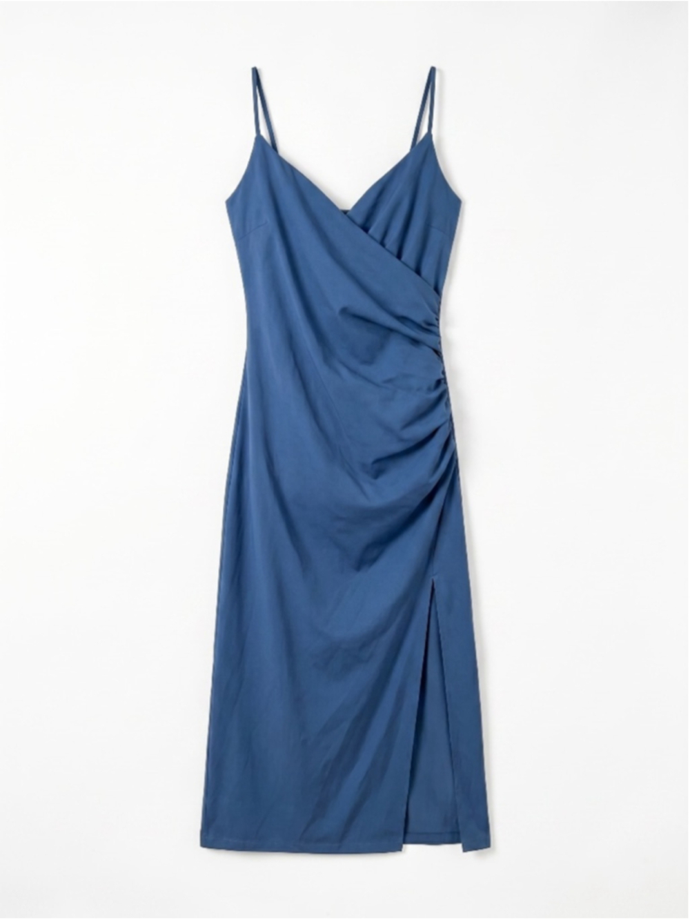 HALARA Spaghetti Strap Ruched Midi Gree Dress Casual Sexy Party Semi Formal Sz L